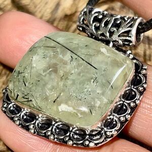Moss Prehnite Pendant 1 1/2”